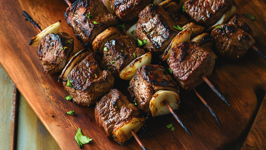 Steak Kebabs with Yogurt BBQ Marinade