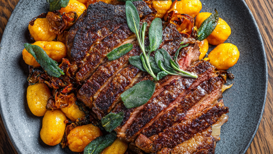 Ribeye Steak with Pumpkin Gnocchi and Crispy Sage