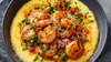 Cajun Shrimp Scampi with Creamy Corn Grits a Española